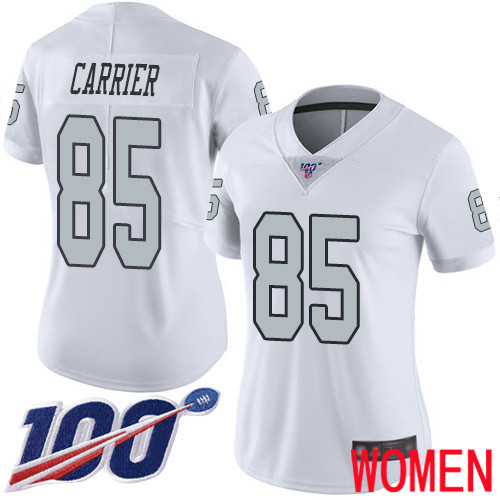 Oakland Raiders Limited White Women Derek Carrier Jersey NFL Football #85 100th Season Rush Vapor Jersey->youth nfl jersey->Youth Jersey
